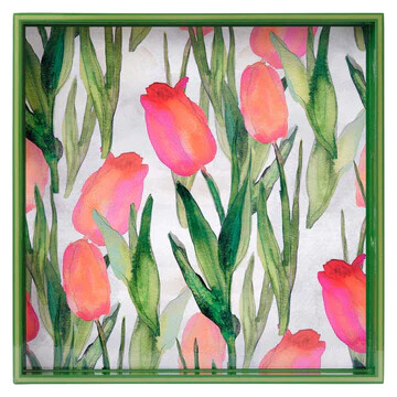 RF Pink Tulips 15&quot; Square Tray