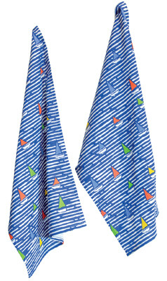 BI Waterline Boats Tea Towel