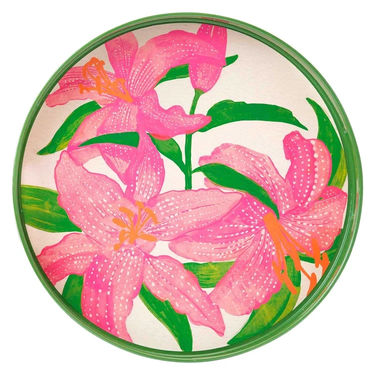 RF Tiger Lilies 15" Round Tray