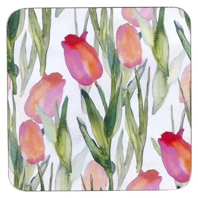 RF Pink Tulips Square Coaster