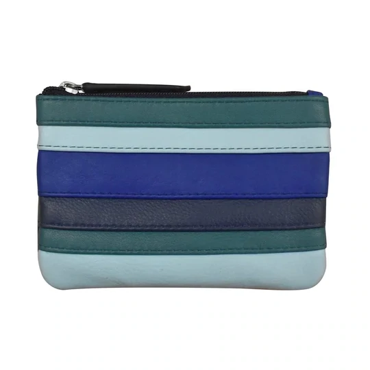 ILI Denim Multi Striped Coin Holder w/Key Ring