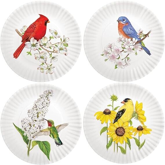 MLT Spring Birds Melamine Plate Set of 4