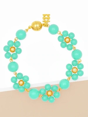 ZE Turquoise Glassbead Flower Bracelet