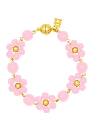 ZE Light Pink Glassbead Flower Bracelet