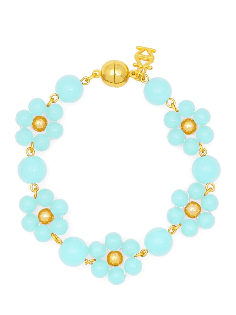 ZE Baby Blue Glassbead Flower Bracelet