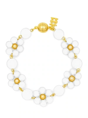 ZE White Glassbead Flower Bracelet