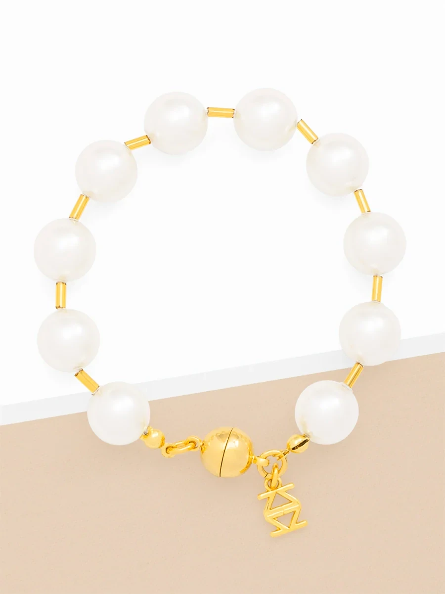 ZE Pearl Beaded Bracelet with Tube Spacers