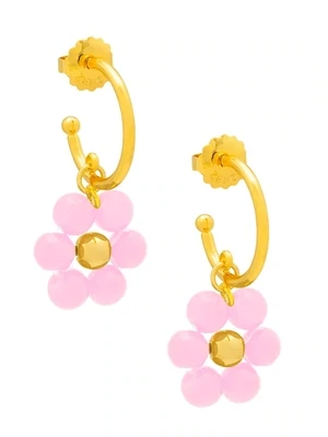 ZE Light Pink Glassbead Flower Drop Earring