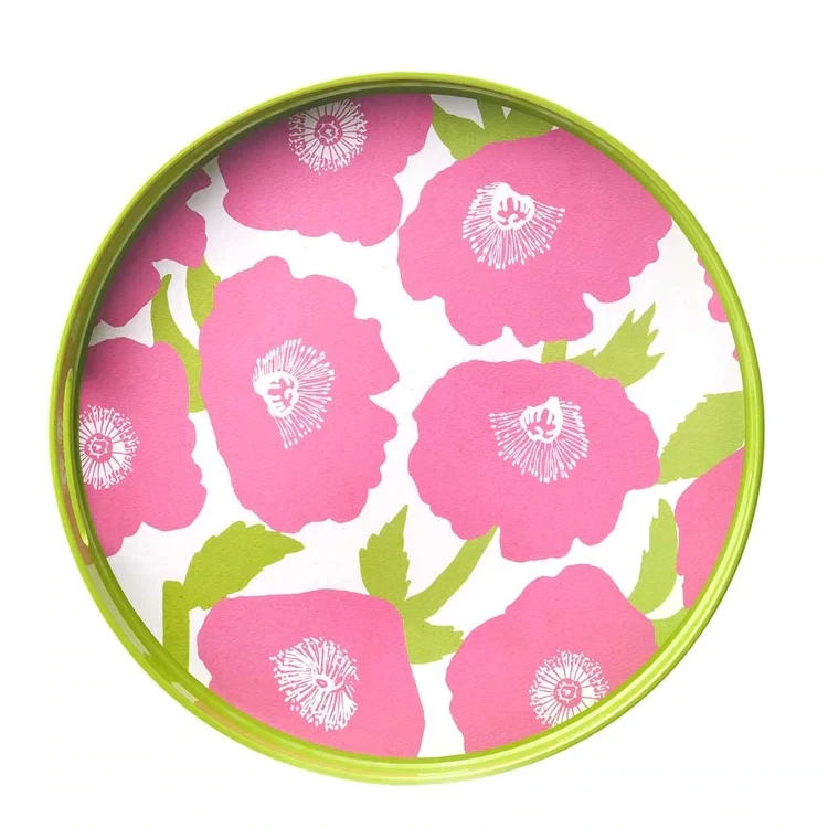 RF Pink Poppies Round Tray