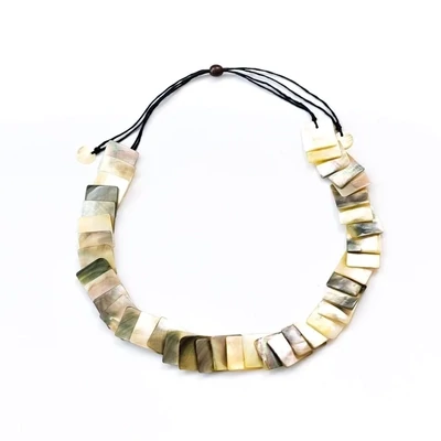 LI Iridescent Grey Mother of Pearl Long Necklace