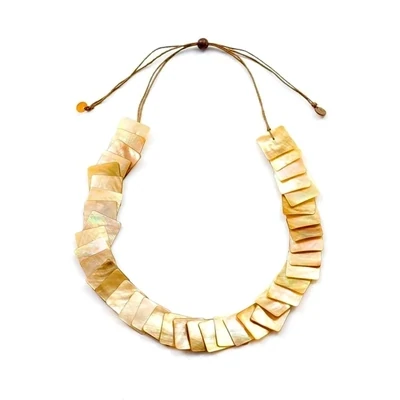 LI Nude Brown Mother of Pearl Long Necklace