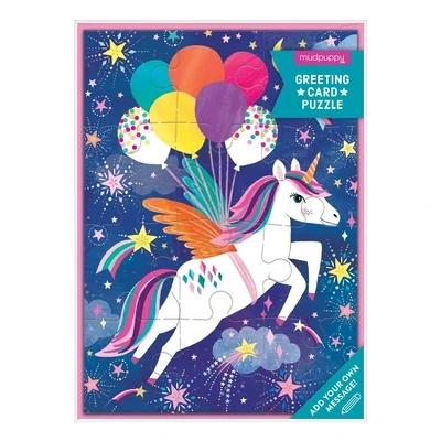 CB Unicorn Party Puzzle Greeting Card