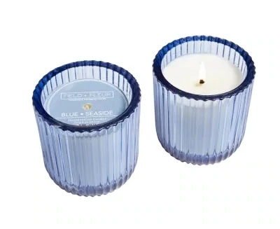 HN Blue Seaside 1 Wick Colored Glass Candle