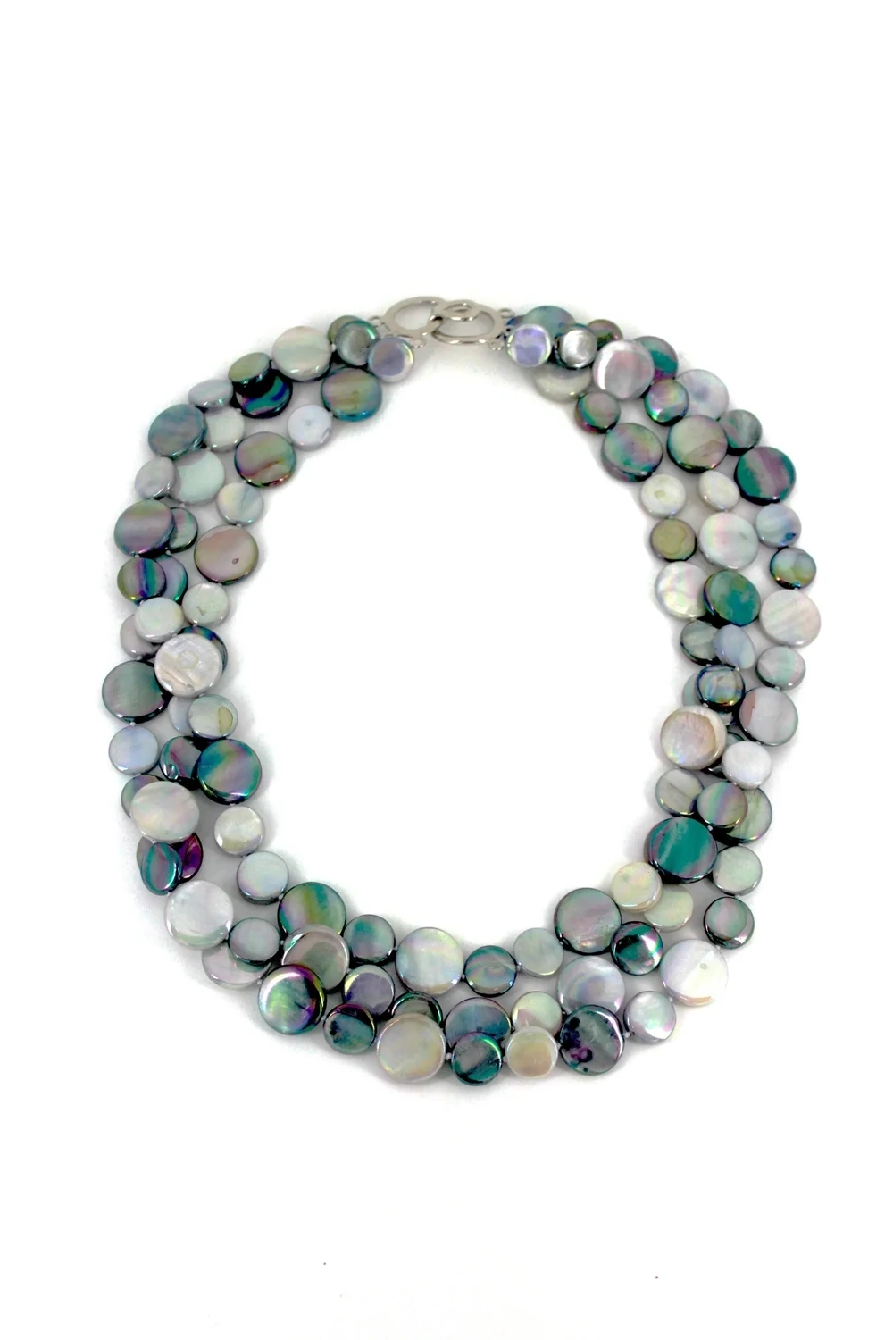 SL Silver Grey 3 Strand MOP Necklace