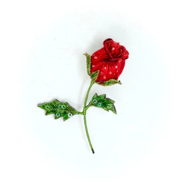 TRO Red Rose Bud Brooch Pin