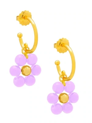 ZE Lavender Glassbead Flower Drop Earring
