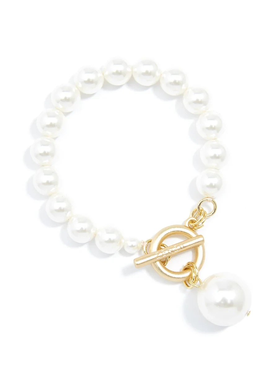 ZE Pearl Charm And Toggle Bracelet 