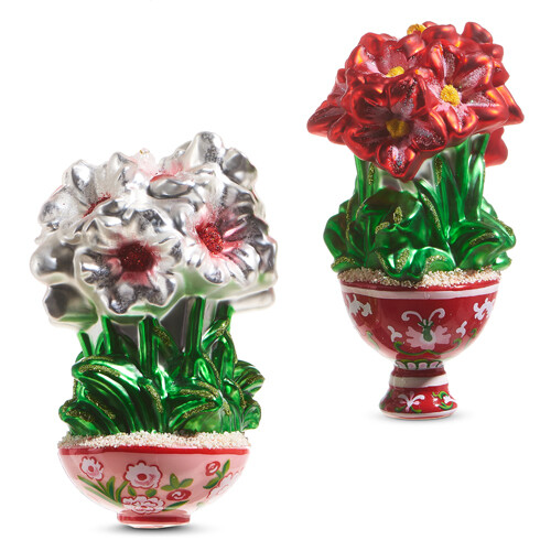 RAZ Potted Amaryllis Ornament