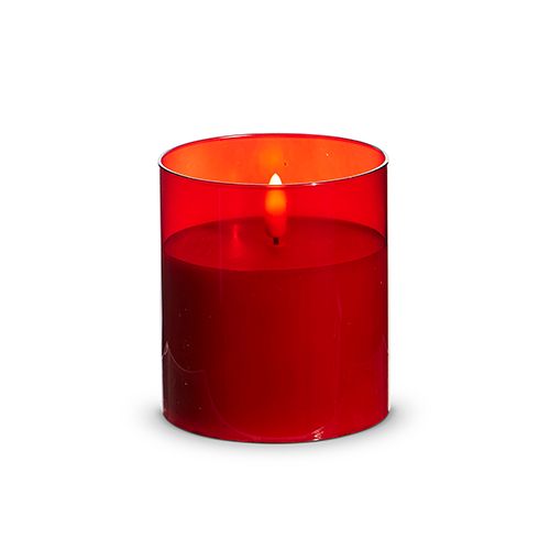 RAZ Red Glass Ivory Pillar Candle