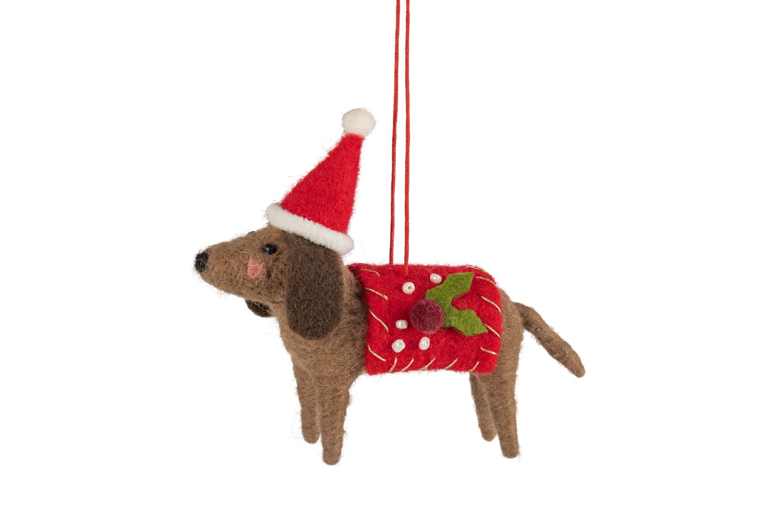OPT Dachshund with Hat Felt Ornament