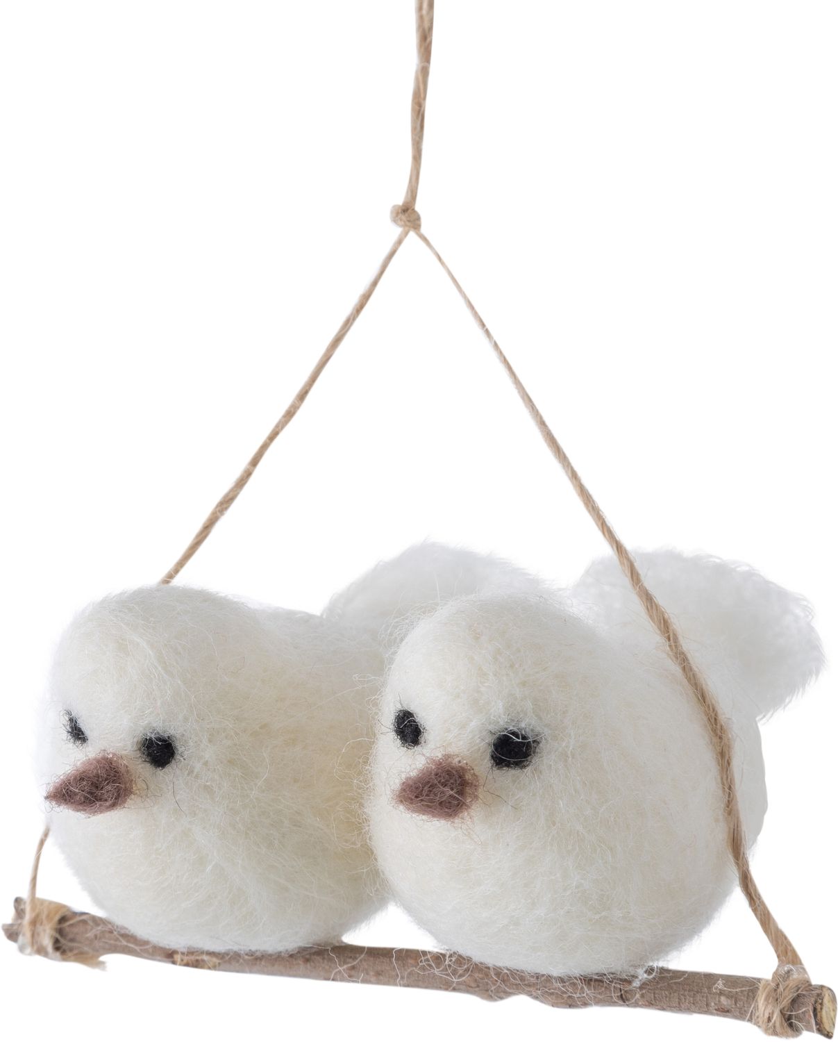 OPT Snowy White Birds on Branch Felt Ornament