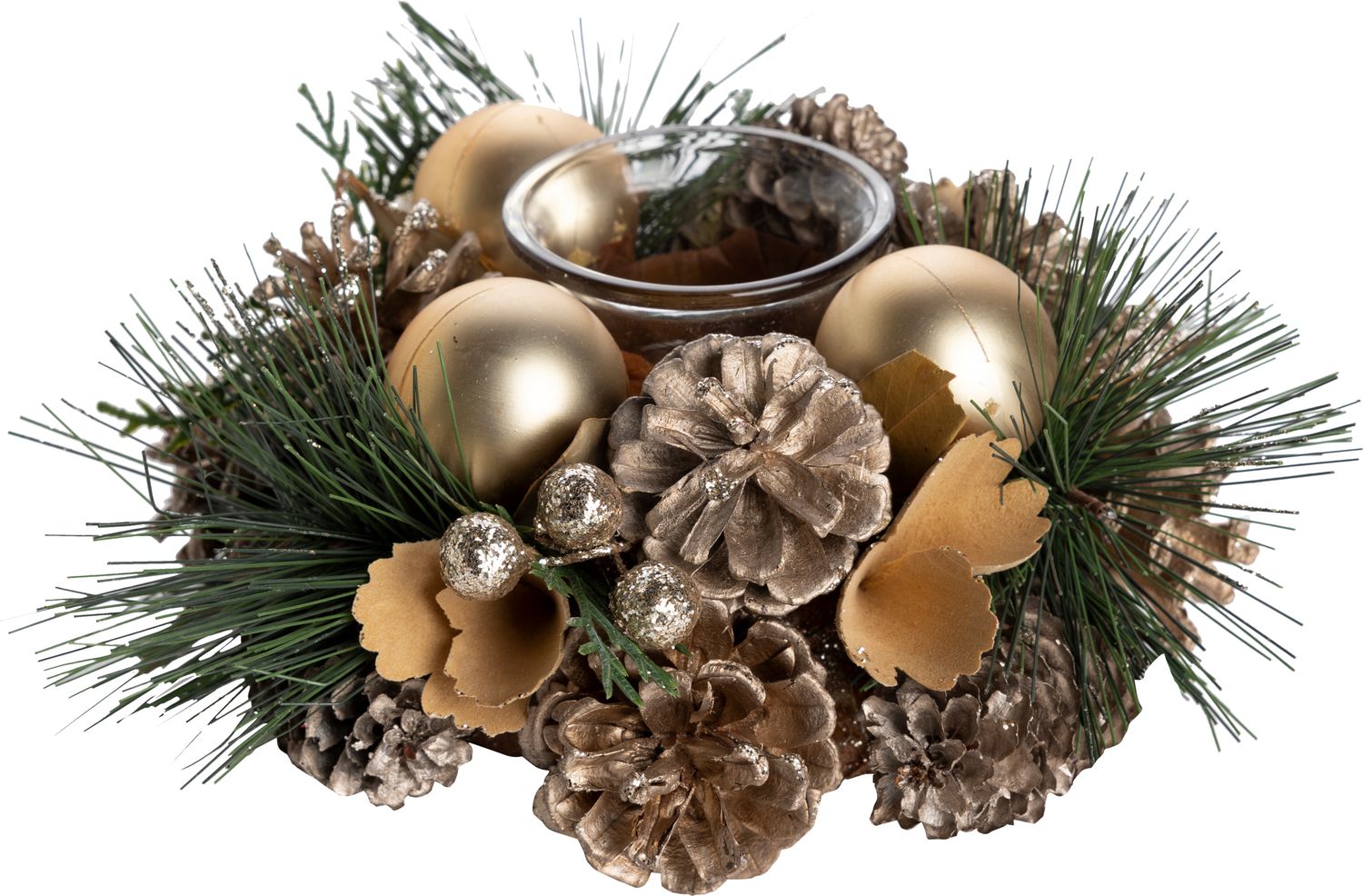 OPT Greens and Pine Cone Votive Holder