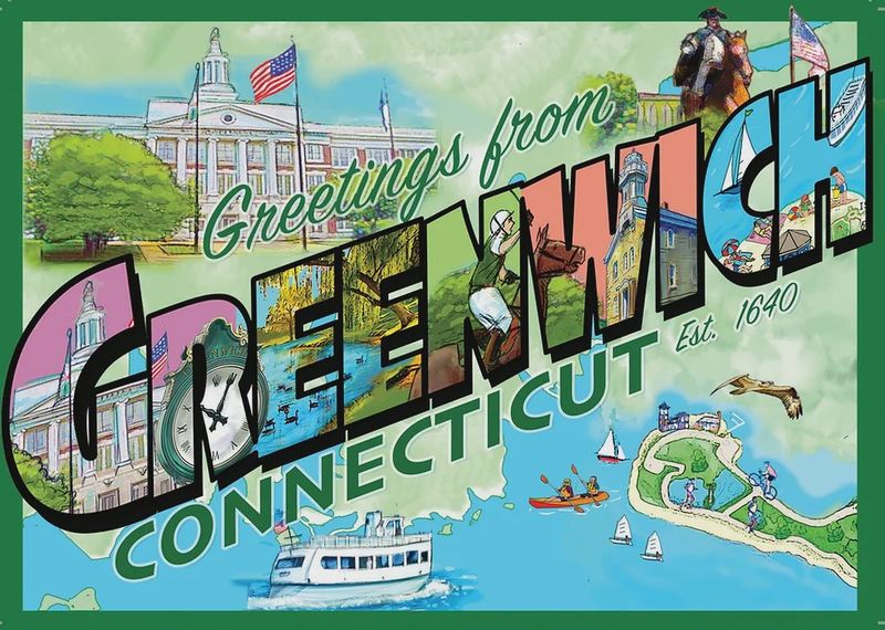 LIZ Banner Greetings from Greenwich Post Card