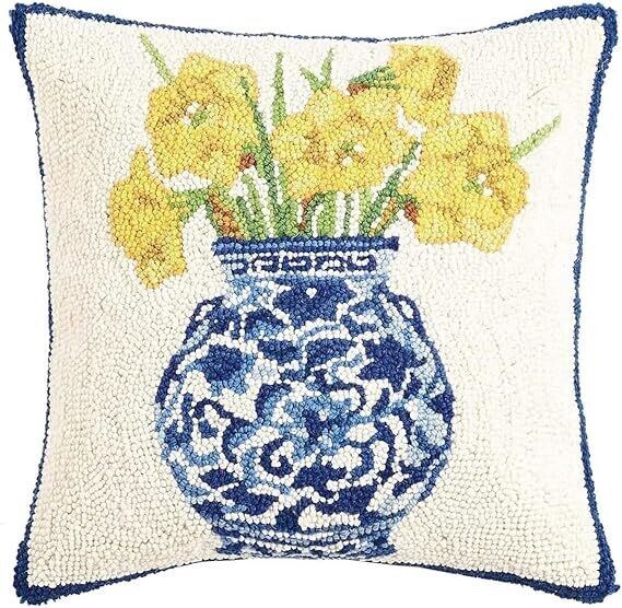 PH Chinoiserie Vase with Daffodils Hook Pillow