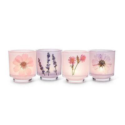 AB Frosted Votive w/Pressed Flower