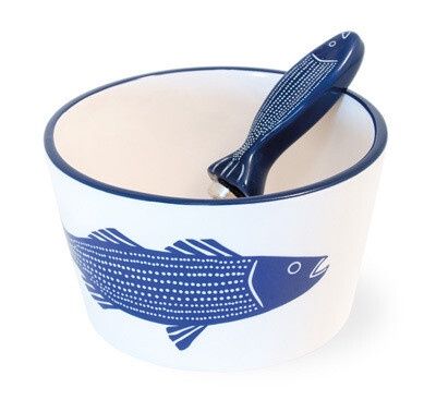 BI Blue Striper Bowl &amp; Spreader