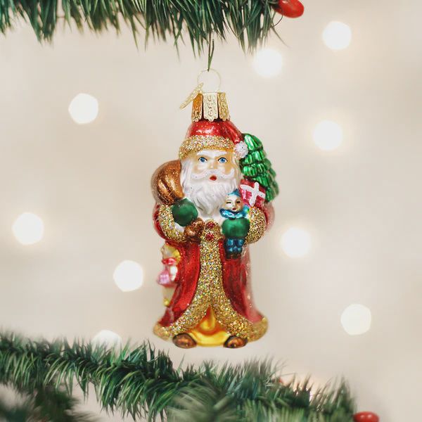 OW Father Christmas with Gifts Ornament