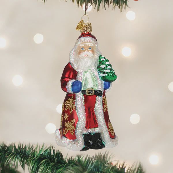 OW Glistening Golden Santa Ornament