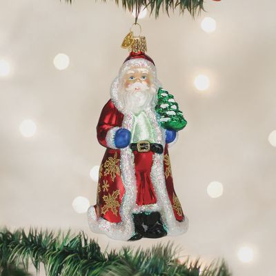 OW Glistening Golden Santa Ornament