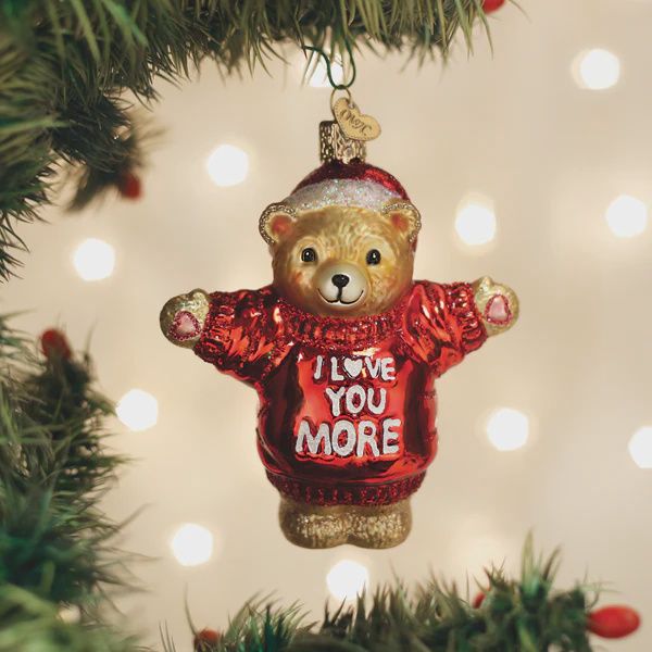 OW I Love You More Bear Ornament