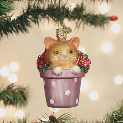 OW Kitten in Flower Pot Ornament