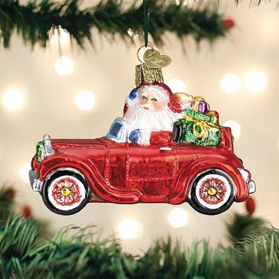 OW Santa in Antique Car Ornament
