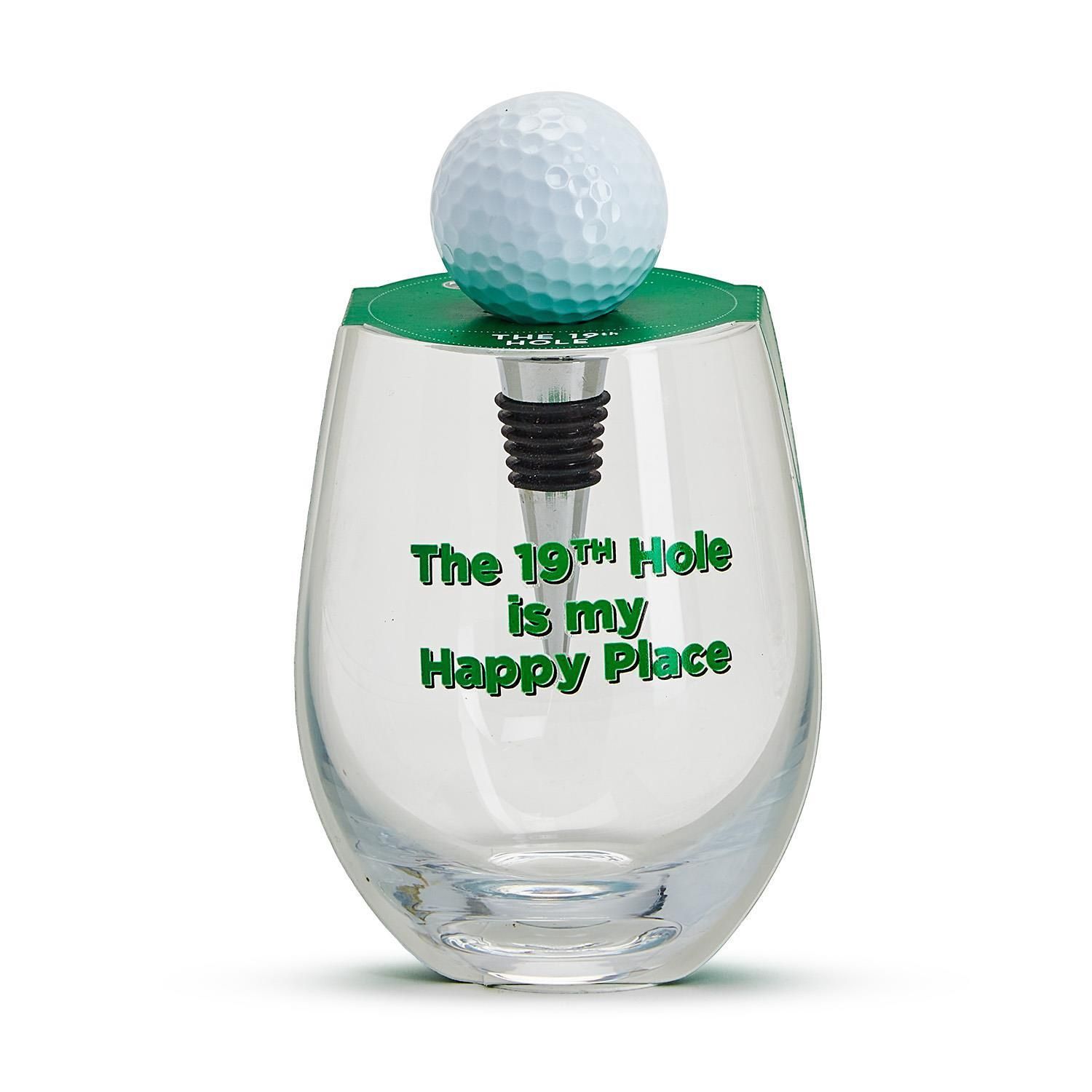 TC Golf Stemless Wine Glass w/Stopper