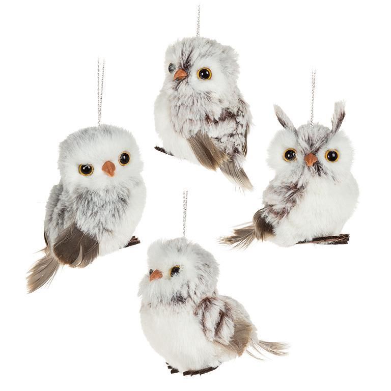 AB Small Fluffy Owl Ornament