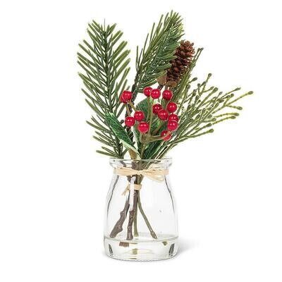 AB Pine Branch &amp; Berries in Vase