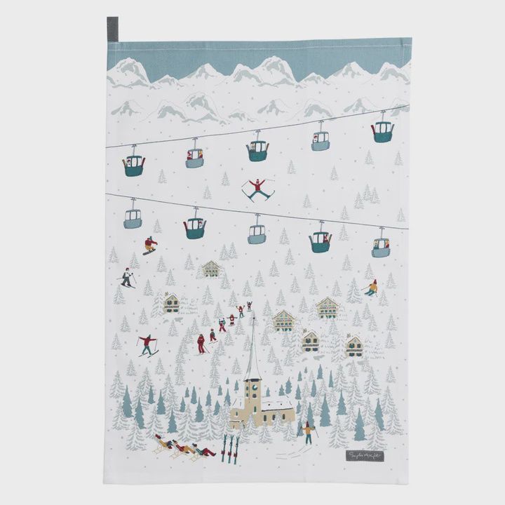 SA Skiing on the Piste Tea Towel