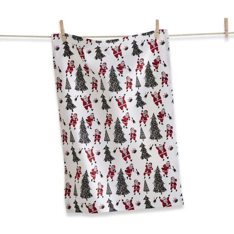 TA Santa &amp; Trees Cracker Dishtowel