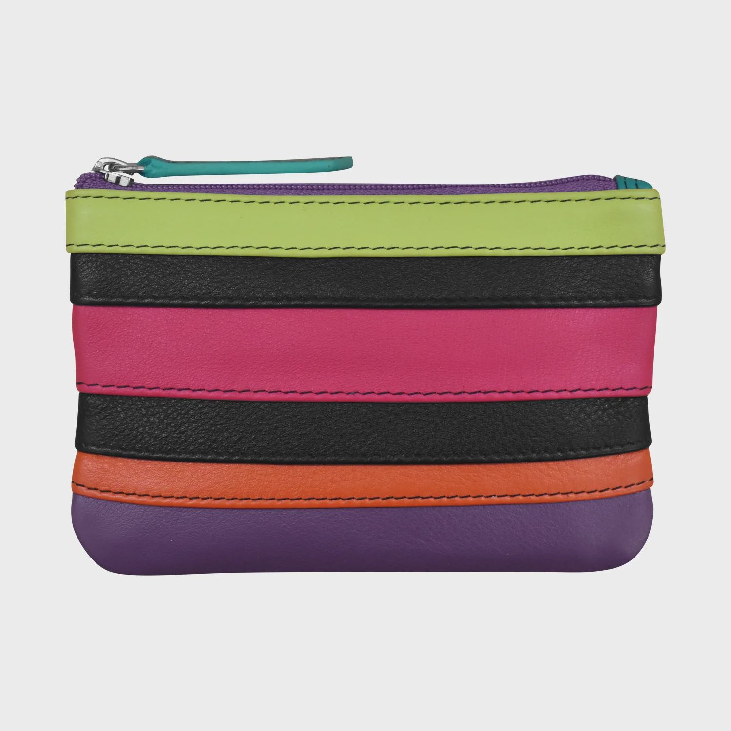 ILI Black Brights Striped Coin Holder w/Key Ring