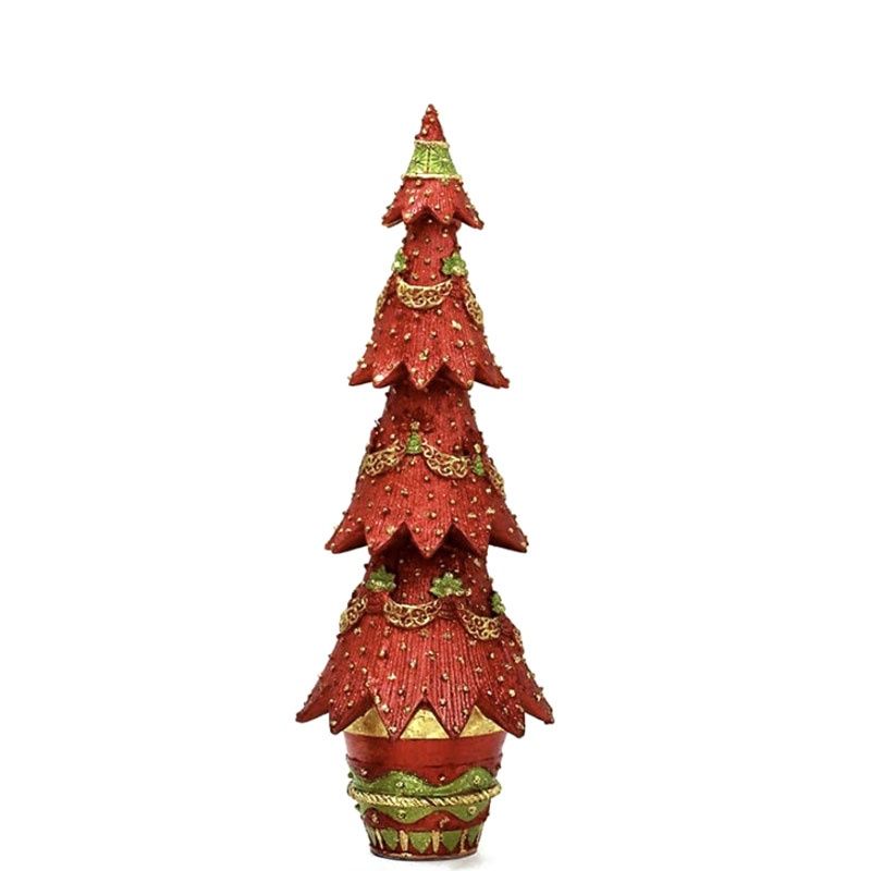DG  Floral Swirly Garland Neo 13" Tree (Red/Citron)