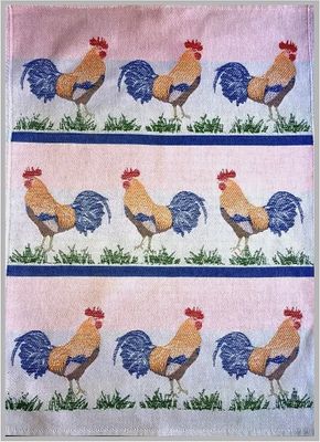 MI Blue Yellow Rooster Tea Towel