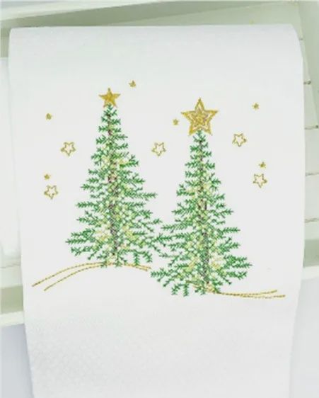MI Holiday Pine Trees Embroidered Towel