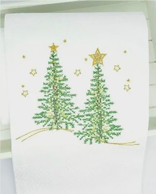 MI Holiday Pine Trees Embroidered Towel