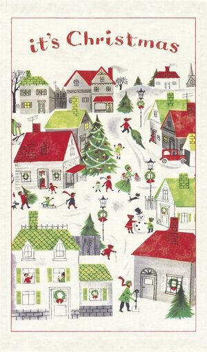 CAV Christmas Village Tea Towel