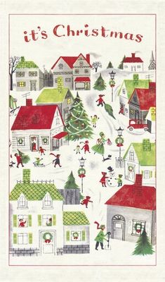 CAV Christmas Village Tea Towel