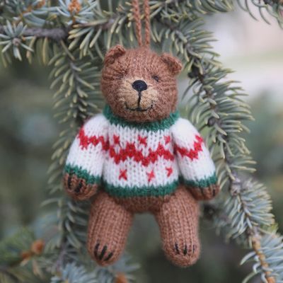 MC Brown Bear in Christmas Sweater Ornament