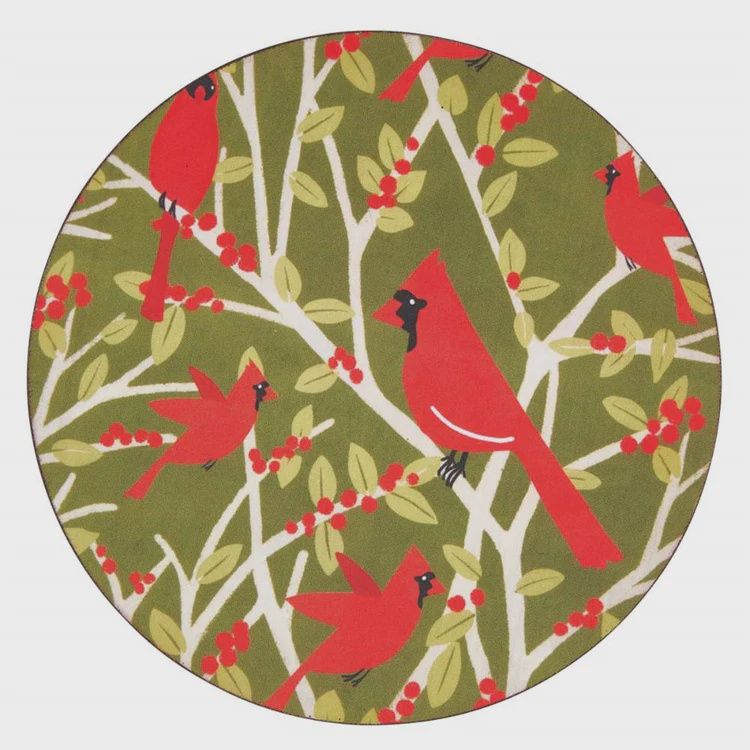 RF Red Cardinal Round Coaster Set